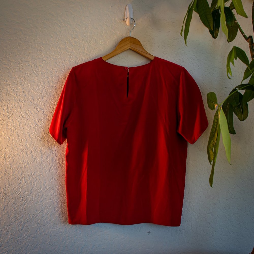 Red Silk House Blouse